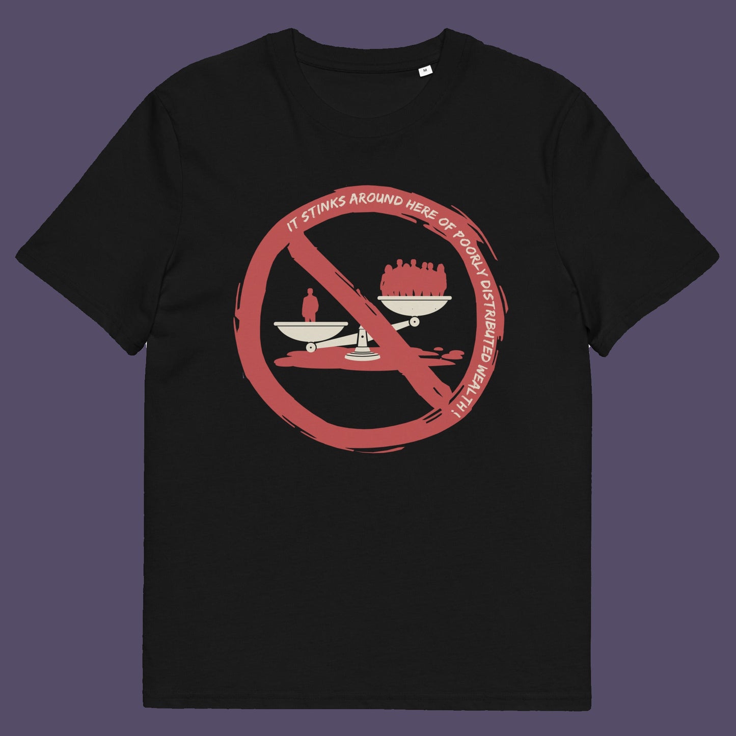 Black t shirt. A broken society t shirt expressing an inequality in wealth. A design for anyone who has lost faith in our system and feels surrounded by greed and corruption. If you have had enough of the few owning the most, show your disgust with this unique urban art design. Made from 100% organic ring-spun cotton, these social issues t shirts are unisex, high quality, super comfy, and best of all, eco-friendly.