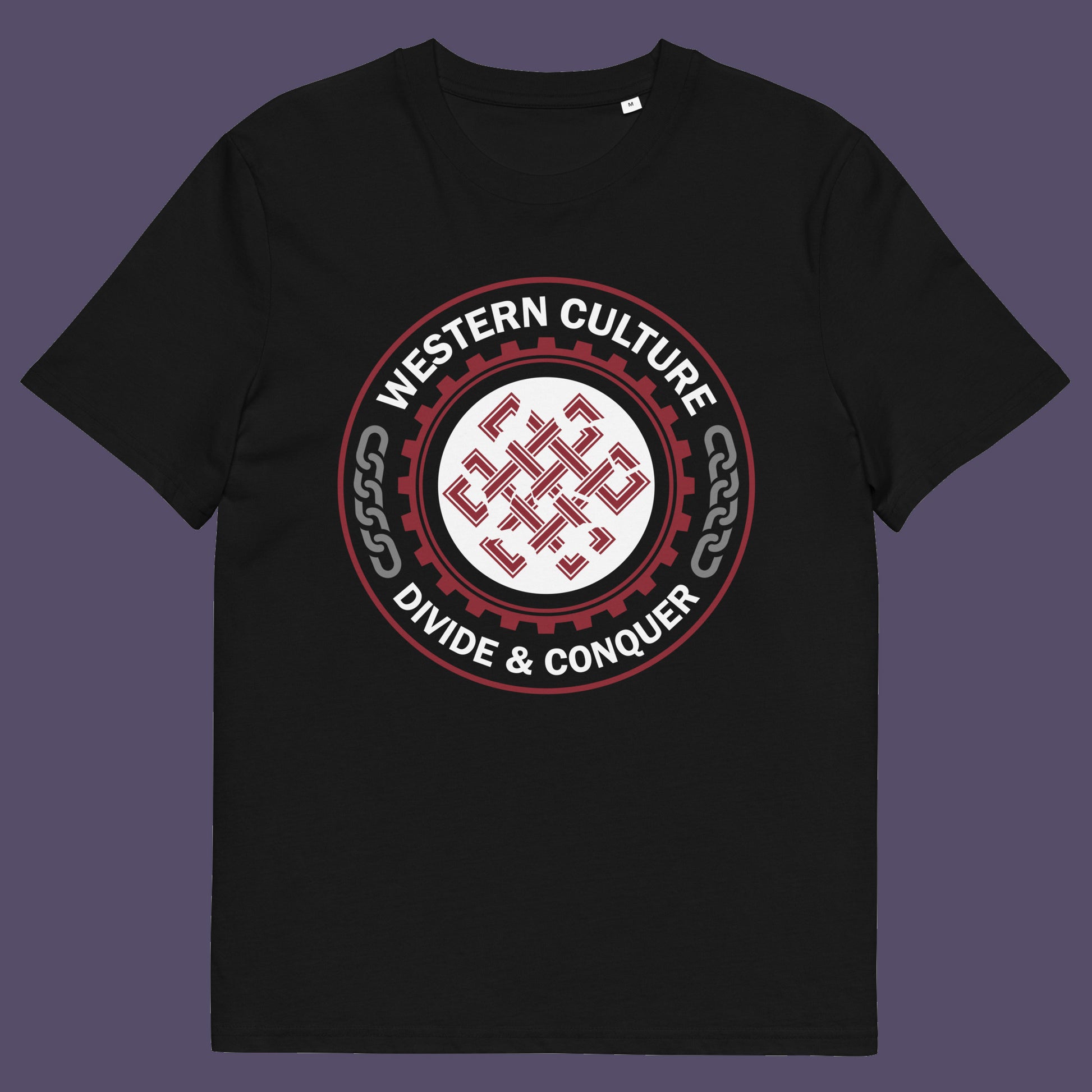 Black t shirt. This counter culture t shirt questions the politics of western society. Let's drop the façade that western culture is more civilised and advanced. This design highlights a method of people management that has worked for the Western elite for centuries. Made from 100% organic ring-spun cotton, this broken society t shirt is unisex, high-quality, super comfy, and best of all, eco-friendly.