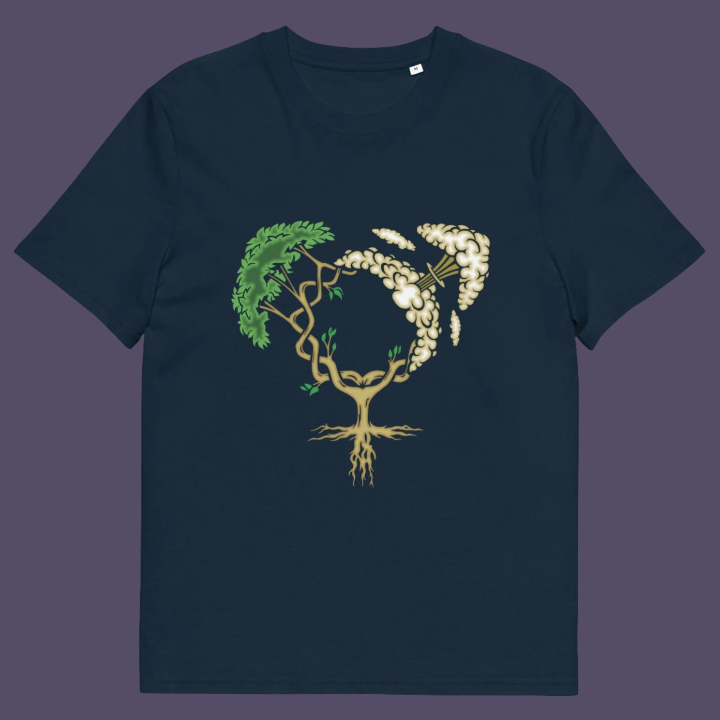 French navy t-shirt. A women's rights t-shirt design that pays homage to women and promotes social awareness of how most destructive elements of humankind come from men. Women create life, men destroy it. Made from 100% organic ring-spun cotton, this women power t-shirt is unisex, high-quality, super comfy, and best of all, eco-friendly.