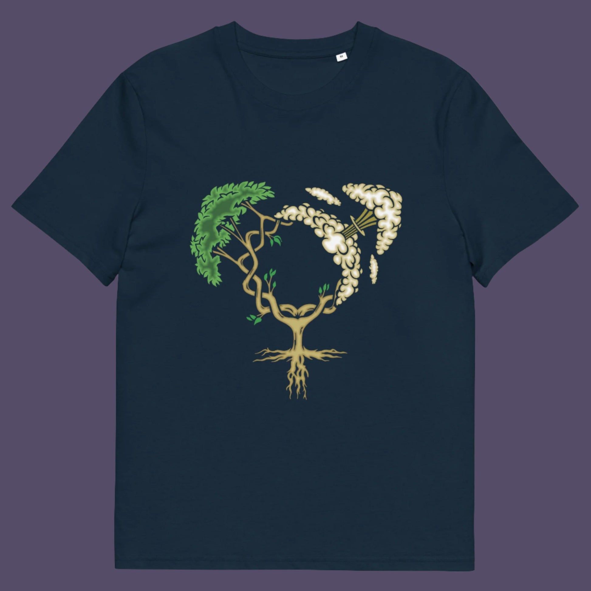 French navy t-shirt. A women's rights t-shirt design that pays homage to women and promotes social awareness of how most destructive elements of humankind come from men. Women create life, men destroy it. Made from 100% organic ring-spun cotton, these women power t shirts are unisex, high-quality, super comfy, and best of all, eco-friendly.