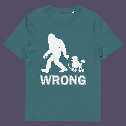 Stargazer t-shirt. A funny Bigfoot t-shirt questioning the limits of acceptability. A poodle will never be the dog of choice for the Bigfoot. However open minded you are there are some things that will never look right. Made from 100% organic ring-spun cotton, this bigfoot t-shirt is unisex, high-quality, super comfy, and best of all, eco-friendly.