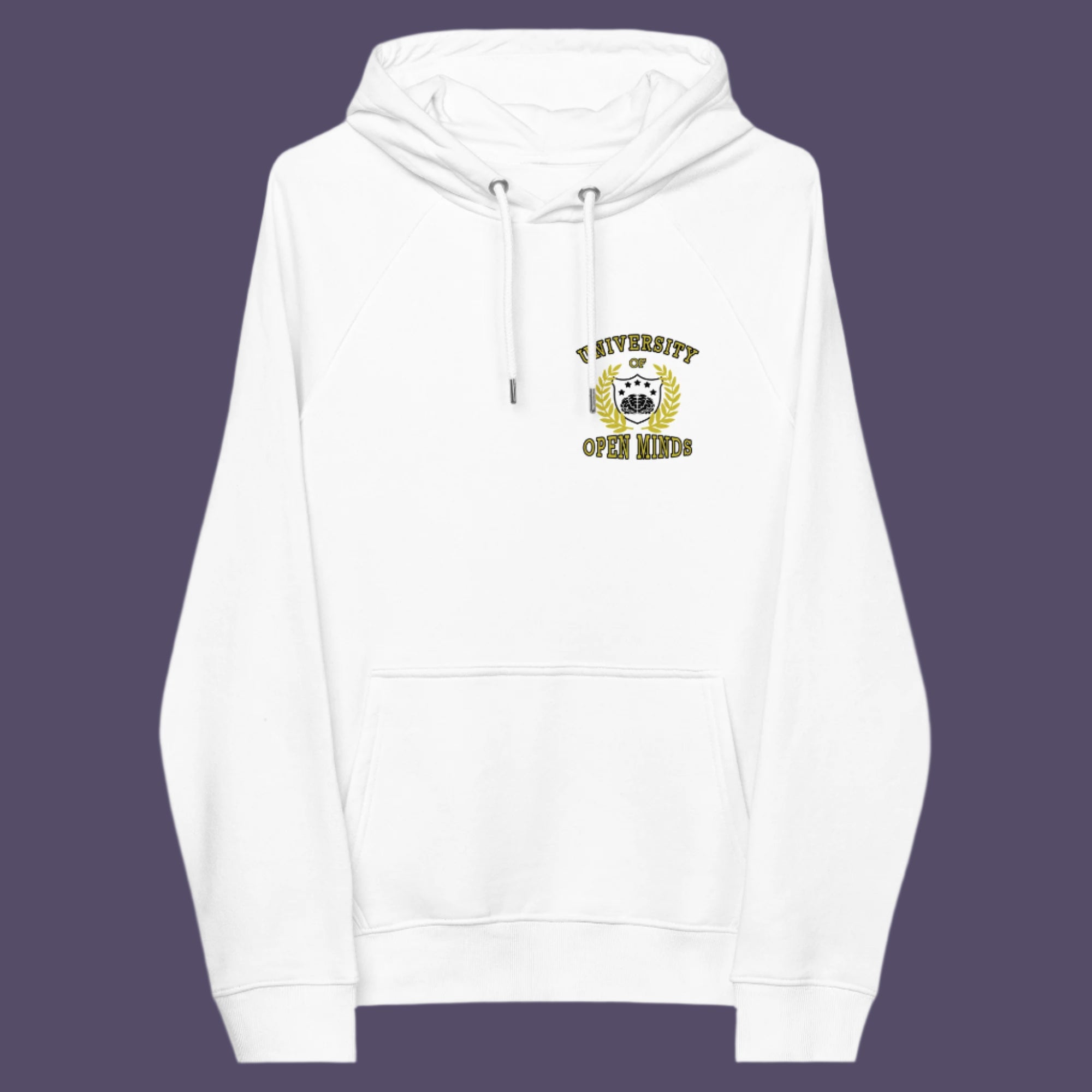 If you think outside the box then this university is for you. Only practical lessons and no student loan required. Comfortable and practical. It's extra soft and has a convenient front pouch pocket. Made from organic cotton and recycled polyester, this social awareness hoodie is a great eco-friendly choice.