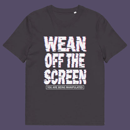 Anthracite t shirt. This media based conspiracy theory t-shirt suggests there is more to digital media and entertainment than meets the eye. An anti mobile abuse slogan in a unique design to increase social awareness of too much screen time. Made from 100% organic ring-spun cotton, this conspiracy theory t-shirt is unisex, high-quality, super comfy, and best of all, eco-friendly.
