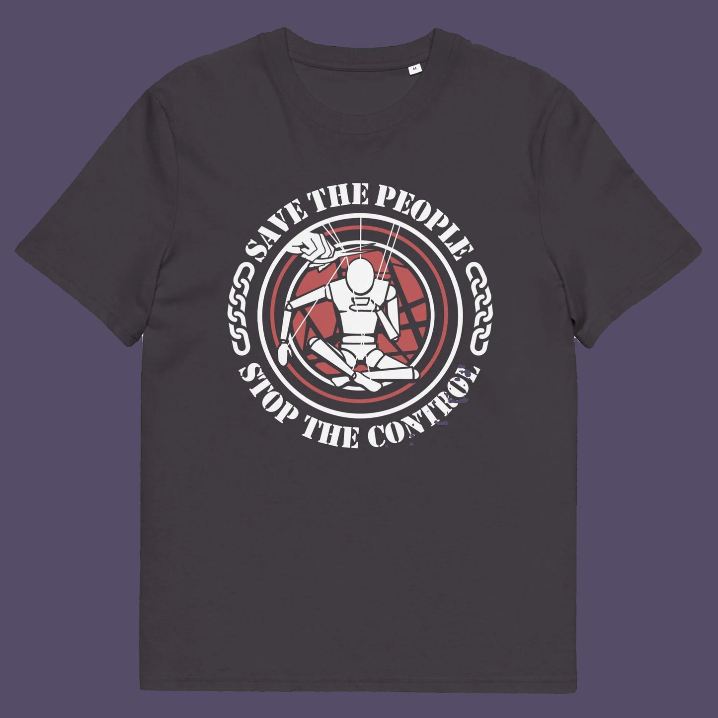 Anthracite t shirt. This civil rights t shirt carries an anti-dictatorship message and encourages independent thought and social awareness. A unique design promoting freedom of choice and a less controlling government. Made from 100% organic ring-spun cotton, this civil liberties t shirt is unisex, high-quality, super comfy, and best of all, eco-friendly.