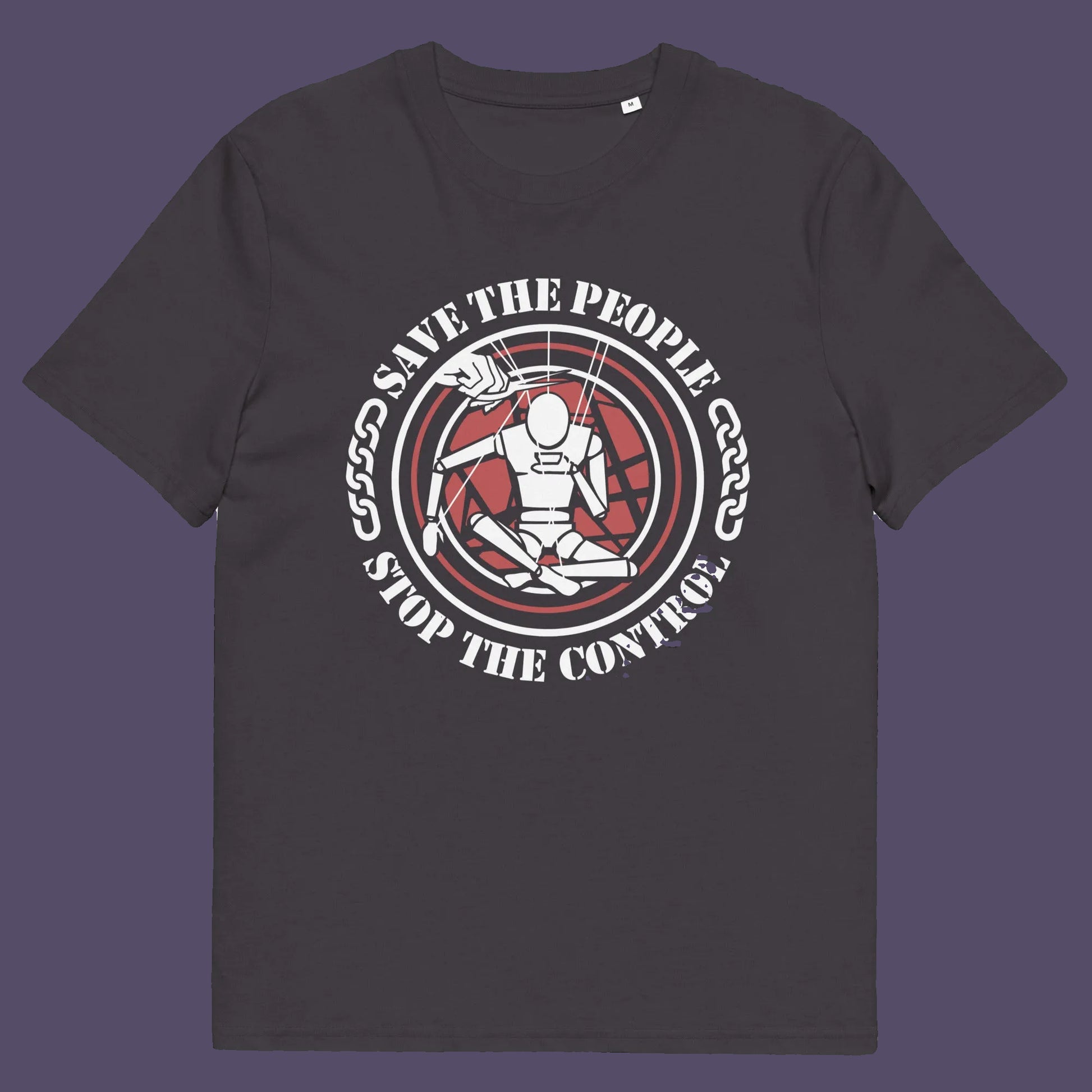 Anthracite t shirt. This civil rights t shirt carries an anti-dictatorship message and encourages independent thought and social awareness. A unique design promoting freedom of choice and a less controlling government. Made from 100% organic ring-spun cotton, this civil liberties t shirt is unisex, high-quality, super comfy, and best of all, eco-friendly.