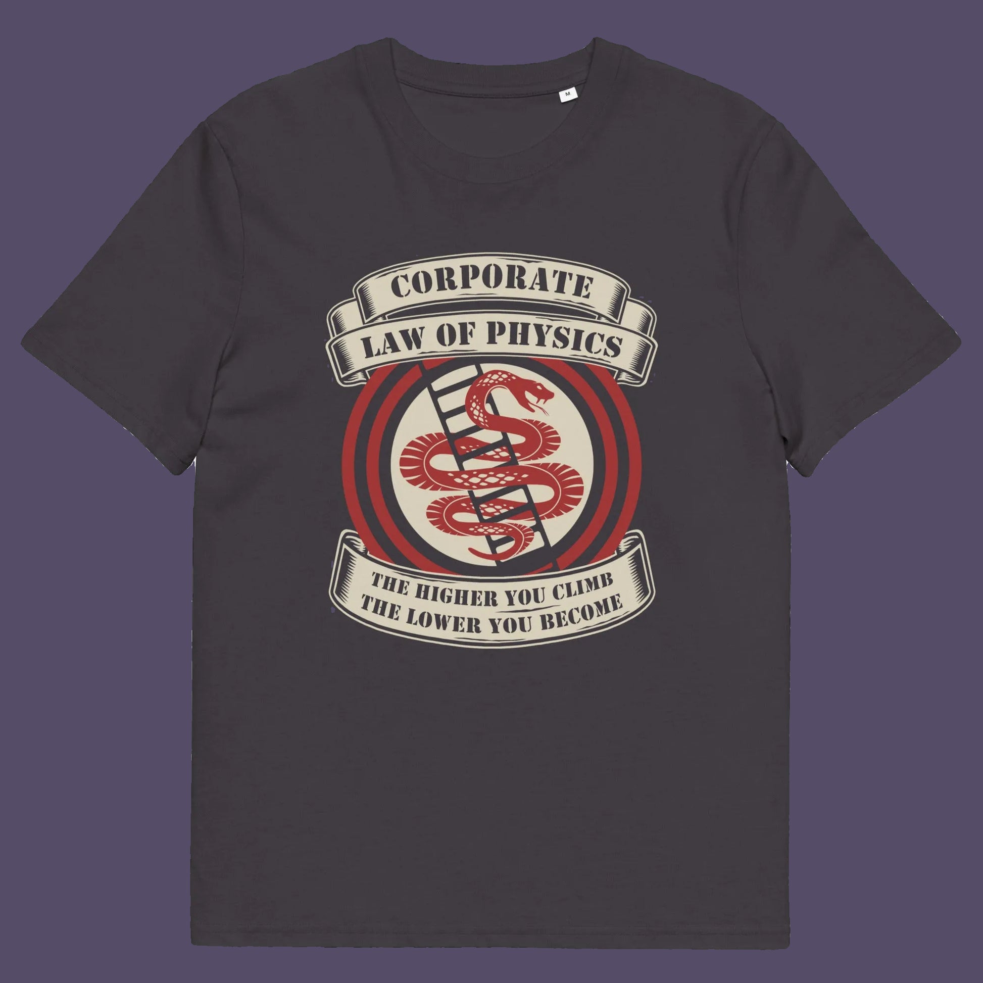 Anthracite t shirt. A satirical anti corporate t shirt depicting big business as heartless and lacking in morality. In the ever increasing cut throat environment of corporate business it appears that the less integrity you have the more successful you will be. Made from 100% organic ring-spun cotton, this broken society t shirt is unisex, high quality, super comfy, and best of all, eco-friendly.