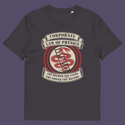 Anthracite t shirt. A satirical anti corporate t shirt depicting big business as heartless and lacking in morality. In the ever increasing cut throat environment of corporate business it appears that the less integrity you have the more successful you will be. Made from 100% organic ring-spun cotton, this broken society t shirt is unisex, high quality, super comfy, and best of all, eco-friendly.