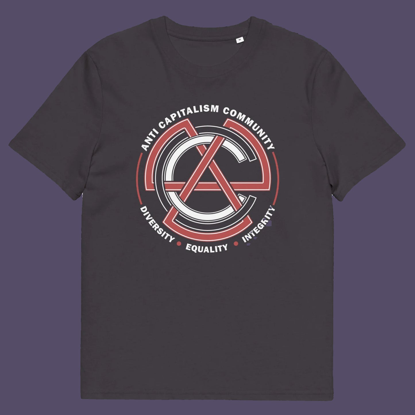 Anthracite t shirt. This anti establishment t shirt speaks out against capitalism and promotes diversity, equality and integrity. Capitalism is responsible for so many of societies problems, do not accept it. Join our community and be proud to wear the shirt. Made from 100% organic ring-spun cotton, this anti capitalist t shirt is unisex, high-quality, super comfy, and best of all, eco-friendly.