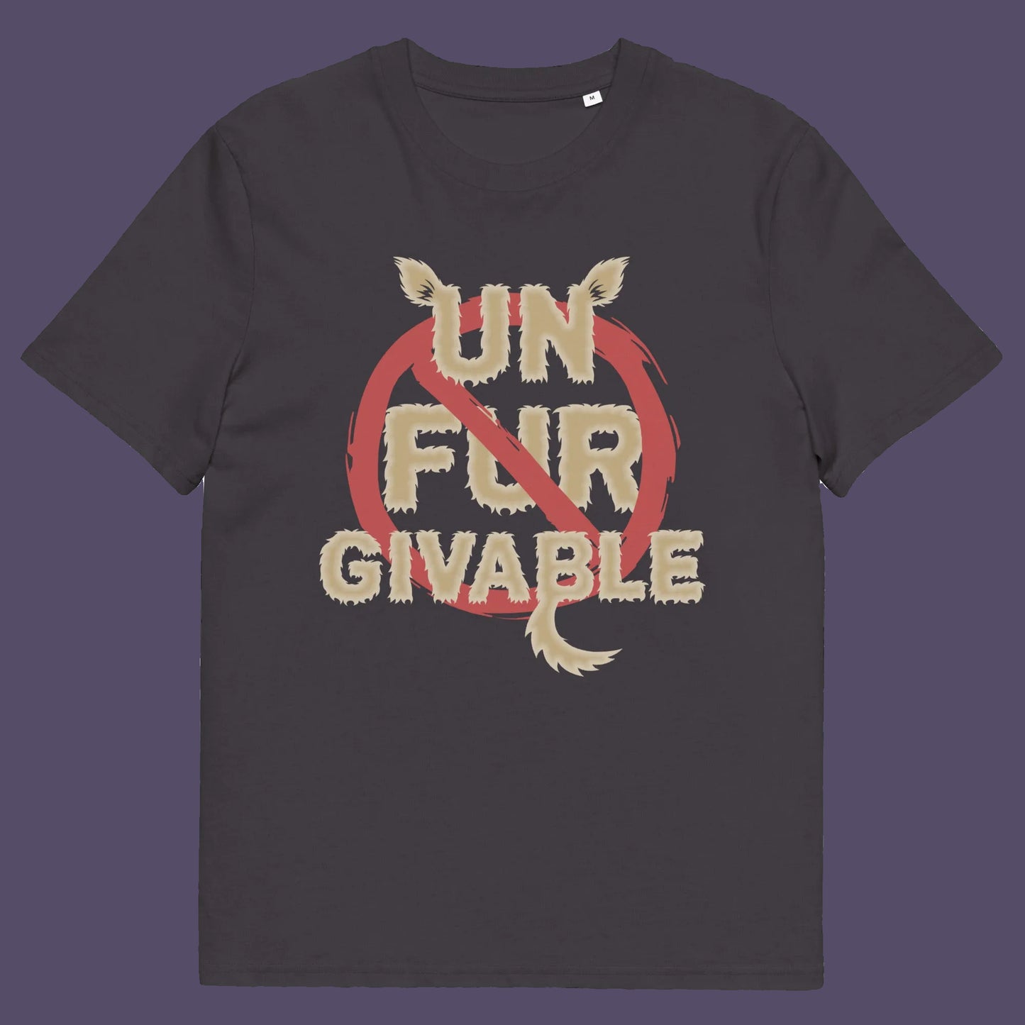 Anthracite t shirt. This animal rights t shirt is anti fur and suggests the wearing of fur as unforgivable. Show your support against an unnecessary industry that promotes suffering and slaughter. Made from 100% organic ring-spun cotton, these animal activist t shirts are unisex, high-quality, super comfy, and best of all, eco-friendly.