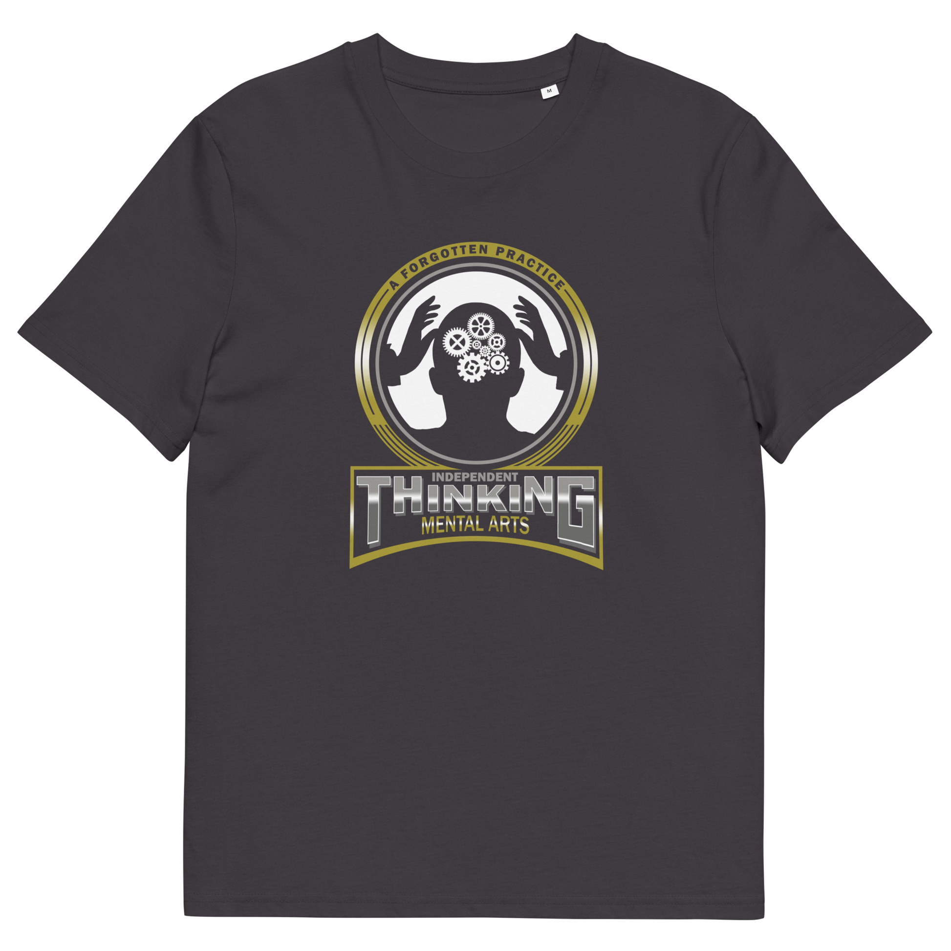 Anthracite t shirt. A sign of the times t shirt suggesting independent thinking is a forgotten art since we let machines think for us. Promote independent thinking with this some what sarcastic t-shirt. Made from 100% organic ring-spun cotton, this urban art t shirt is unisex, high-quality, super comfy, and best of all, eco-friendly.