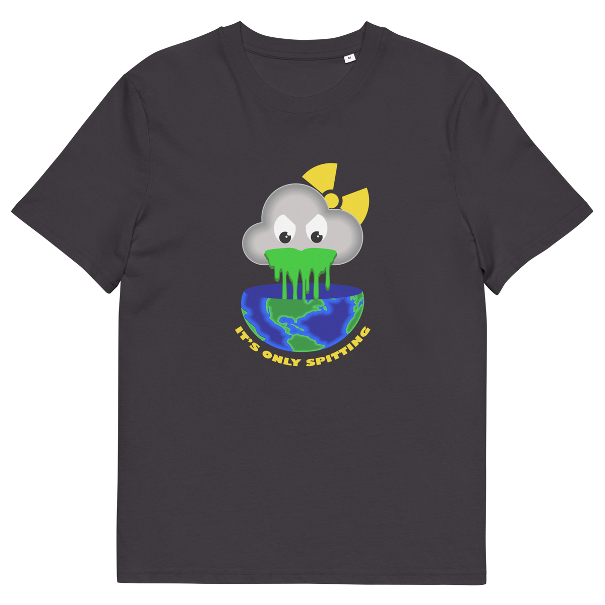 Anthracite t shirt. A sarcastic save the environment t-shirt. We can pretend we're not having a climate crisis but we'll pay for it later. This unique design is a dig at actionless optimism. Made from 100% organic ring-spun cotton, this global warming t shirt design is unisex, high-quality, super comfy, and best of all, eco-friendly.