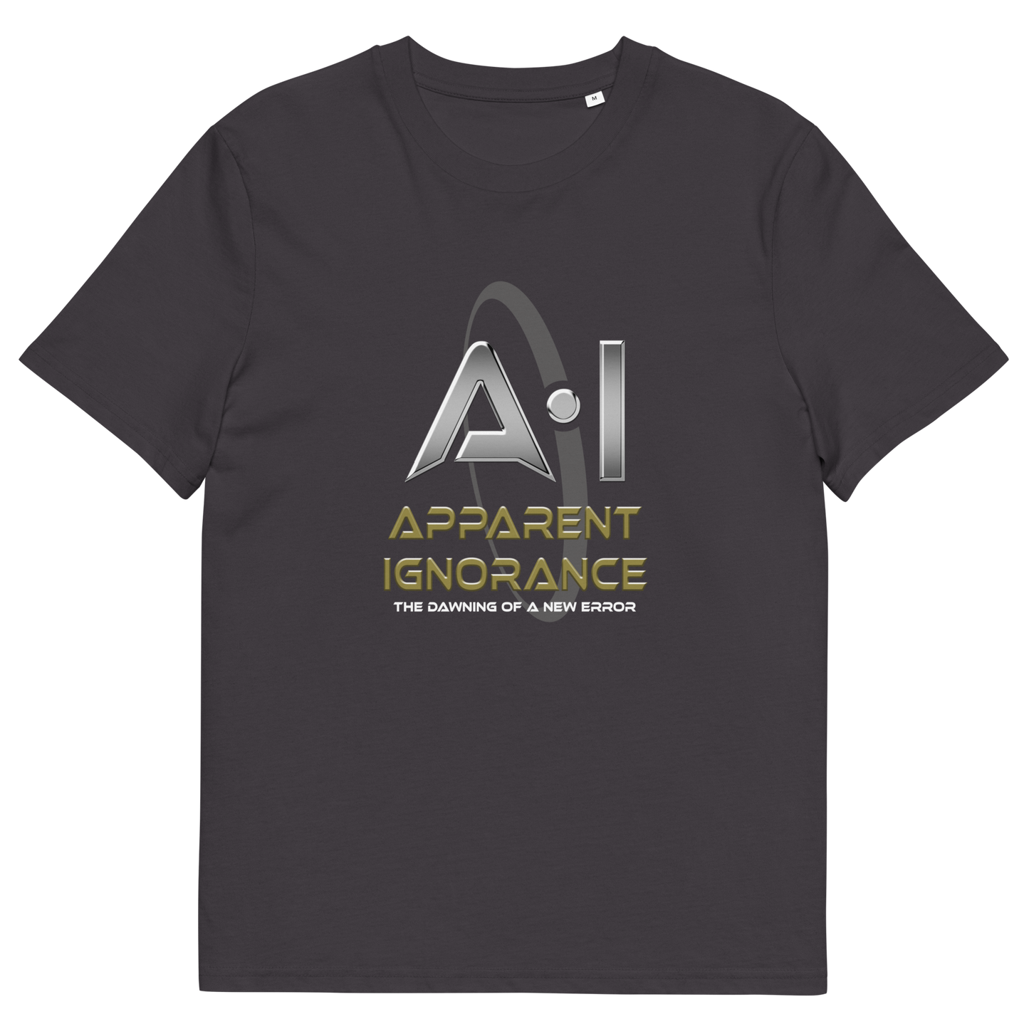 Anthracite t shirt. This anti AI t shirt design questions the effects of A.I on our society and suggests we are ignoring it's full effects. Whether you are concerned about technology taking people's jobs or worried about AI doing our thinking for us, encourage social awareness of the effects of technology with this unique anti AI t shirt. Made from 100% organic ring-spun cotton, this counter culture t shirt is unisex, high quality, super comfy, and best of all, eco-friendly.