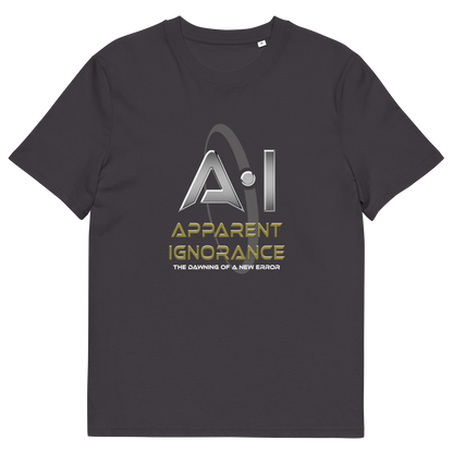 Anthracite t shirt. This anti AI t shirt design questions the effects of A.I on our society and suggests we are ignoring it's full effects. Whether you are concerned about technology taking people's jobs or worried about AI doing our thinking for us, encourage social awareness of the effects of technology with this unique anti AI t shirt. Made from 100% organic ring-spun cotton, this counter culture t shirt is unisex, high quality, super comfy, and best of all, eco-friendly.