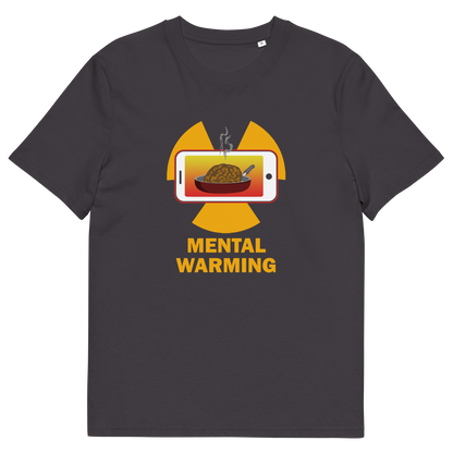 Anthracite t shirt. A save the environment t shirt looking at the affects of microwaves on the brain. If you are worried about global warming, look at what are we doing to our minds. This anti smart phone design reminds people that environmental issues are not our only concern. Made from 100% organic ring-spun cotton, this social awareness t-shirt is unisex, high-quality, super comfy, and best of all, eco-friendly.