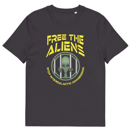 Anthracite t shirt. This funny alien t shirt alludes to there being more than just UFO crashes that we are not being told about. With all these alien sightings they must detaining them somewhere ! Made from 100% organic ring-spun cotton, this conspiracy theory t shirt is unisex, high-quality, super comfy, and best of all, eco-friendly.