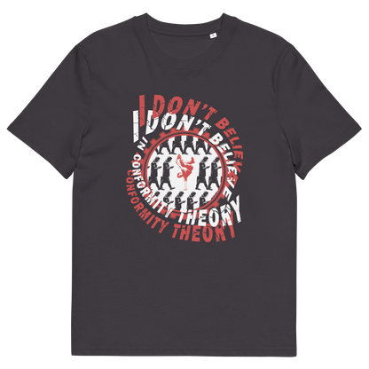 Anthracite t shirt. A non conformist t shirt promoting independent thought. Some people do what they are told without question and wait to be given their opinion. This alternative t-shirt is for the other people. This unique design helps create social awareness of diversity. Made from 100% organic ring-spun cotton, this counter culture t shirt is unisex, high-quality, super comfy, and best of all, eco-friendly.