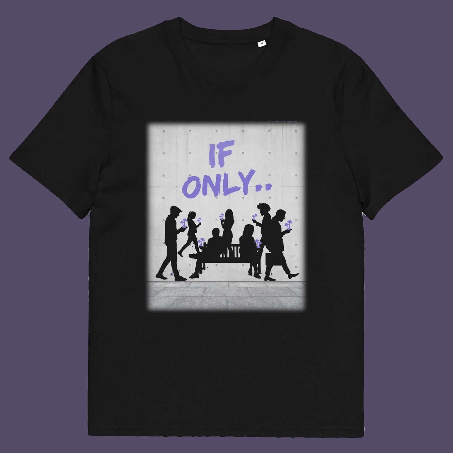 Black t shirt. An anti mobile phone abuse t shirt in a stencil graffiti art design. Wouldn't it be a better world if people had something more mind expanding to be obsessed with other than a mobile phone. Made from 100% organic ring-spun cotton, this anti mobile phone abuse t shirt is unisex, high-quality, super comfy, and best of all, eco-friendly.