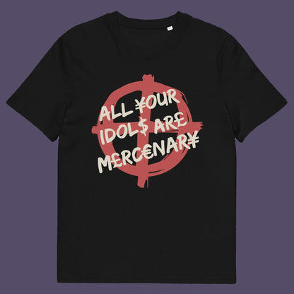 Black t shirt. This broken society t shirt shows the dark side of capitalism. Why are we looking up to people that put money before integrity, what is it we admire, their bank accounts ? Are there any products that celebrities or sports personalities wouldn't sell ? Made from 100% organic ring-spun cotton, this anti capitalism t shirt is unisex, high-quality, super comfy, and best of all, eco-friendly.