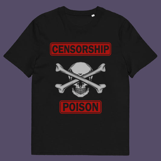 Black t shirt. A civil rights t shirt for free thinking liberal minded advocates of transparency. This stencil art design is for freedom of speech lovers who believe no good can come of censorship. Made from 100% organic ring-spun cotton, this no censorship t shirt is unisex, high-quality, super comfy, and best of all, eco-friendly.