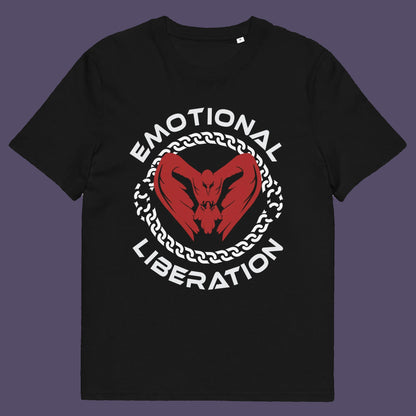 Black t shirt. This self esteem t shirt is for sentient based beings. This design promotes the liberation of emotions in a material world. Oppose the rise of apathy and the fall of compassion by embracing your emotions and being proud of them. Made from 100% organic ring-spun cotton, this self worth t shirt is unisex, high quality, super comfy, and best of all, eco-friendly.