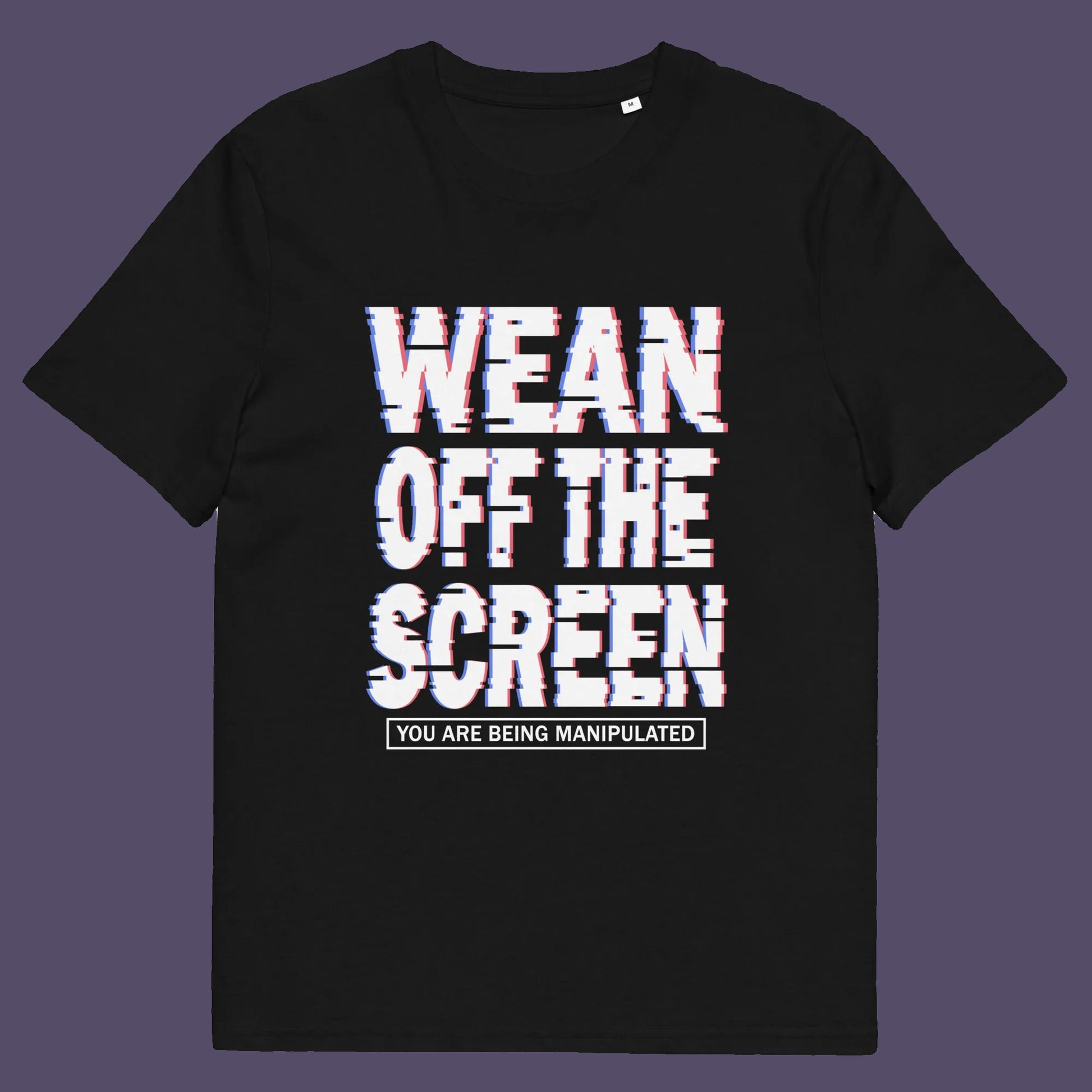 Black t shir. This media based conspiracy theory t-shirt suggests there is more to digital media and entertainment than meets the eye. An anti mobile abuse slogan in a unique design to increase social awareness of too much screen time. Made from 100% organic ring-spun cotton, this conspiracy theory t-shirt is unisex, high-quality, super comfy, and best of all, eco-friendly.
