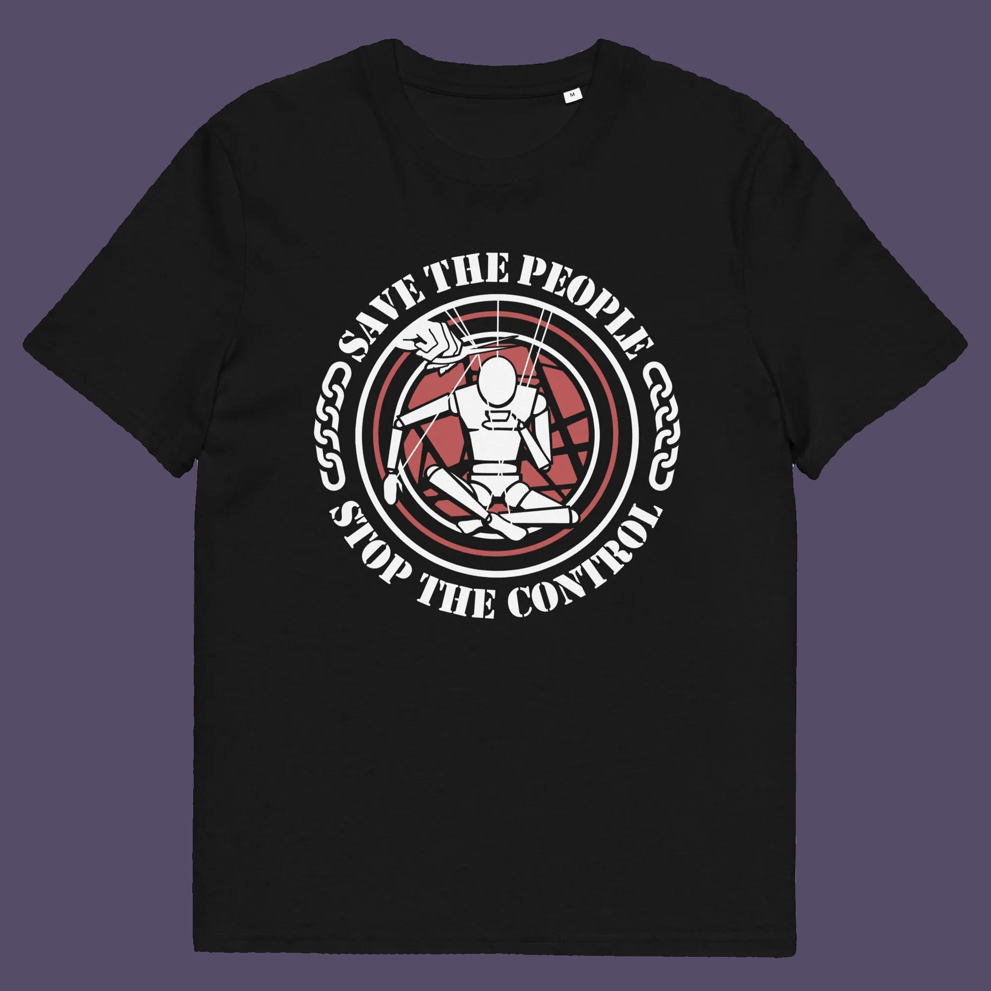 Black t shirt. This civil rights t shirt carries an anti-dictatorship message and encourages independent thought and social awareness. A unique design promoting freedom of choice and a less controlling government. Made from 100% organic ring-spun cotton, this civil liberties t shirt is unisex, high-quality, super comfy, and best of all, eco-friendly.