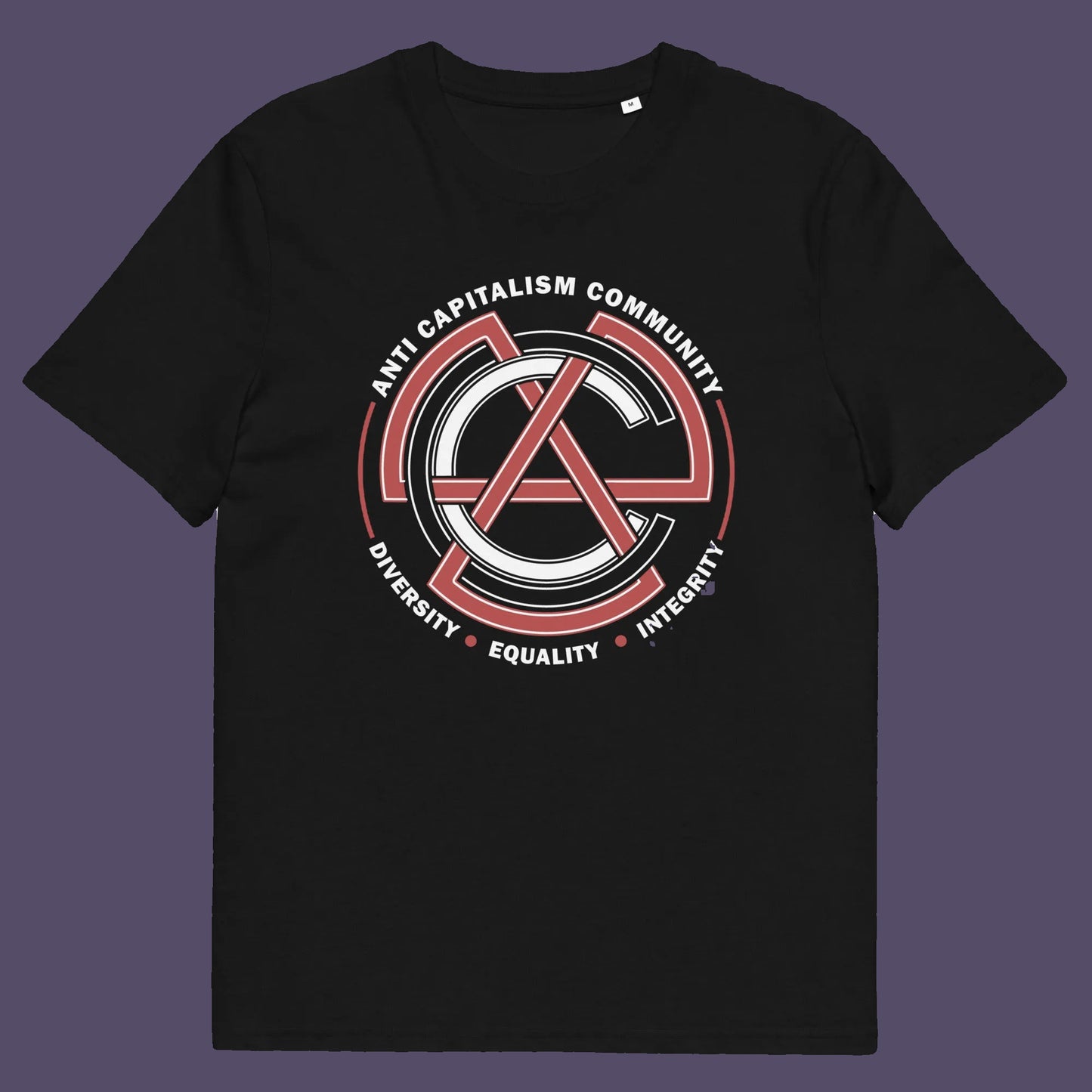 Black t shirt. This anti establishment t shirt speaks out against capitalism and promotes diversity, equality and integrity. Capitalism is responsible for so many of societies problems, do not accept it. Join our community and be proud to wear the shirt. Made from 100% organic ring-spun cotton, this anti capitalist t shirt is unisex, high-quality, super comfy, and best of all, eco-friendly.