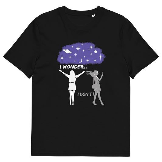 Black t shirt. This anti mobile phone abuse t shirt light heartedly pokes fun at people who never look up from their phone. If you believe letting a machine do most of your thinking for you will dull your imagination, this satirical design is for you. Made from 100% organic ring-spun cotton, these anti mobile phone abuse t shirts are unisex, high quality, super comfy, and best of all, eco-friendly.