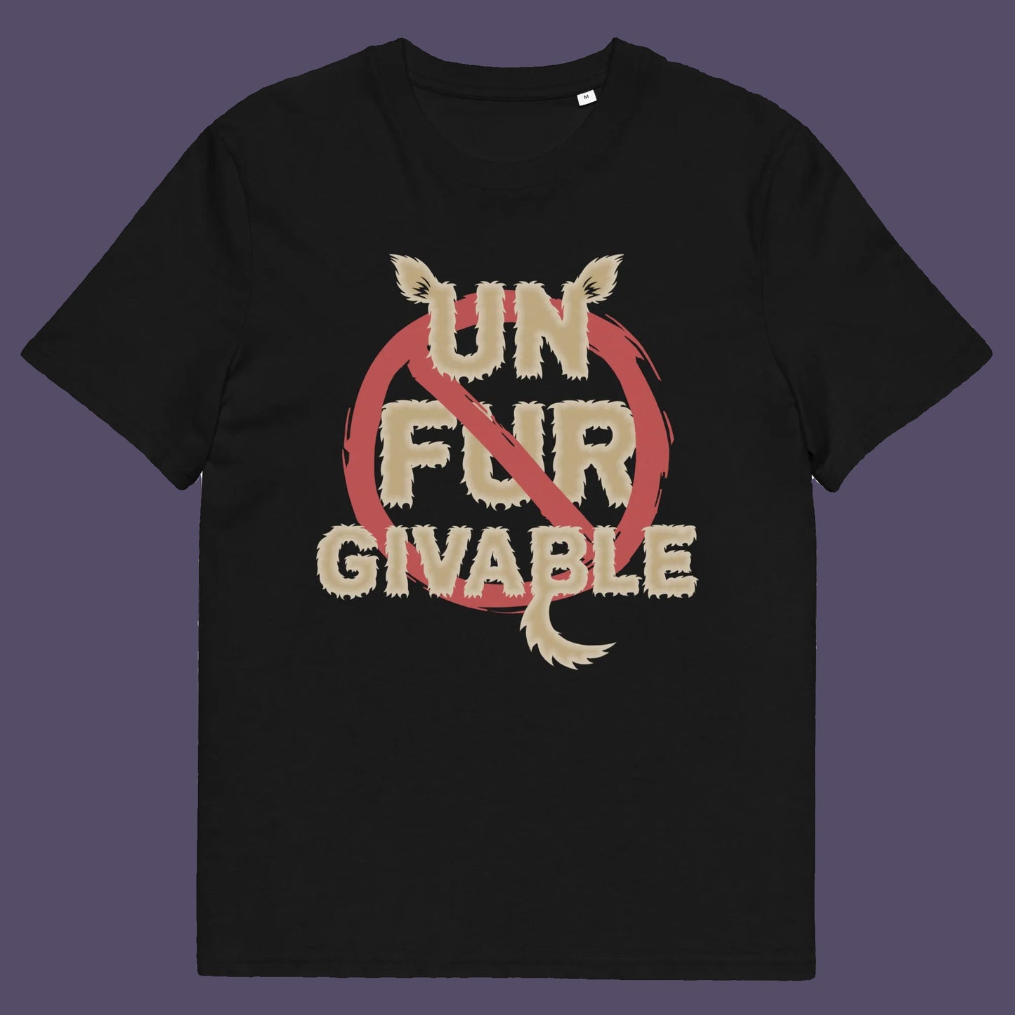 Black t shirt. This animal rights t shirt is anti fur and suggests the wearing of fur as unforgivable. Show your support against an unnecessary industry that promotes suffering and slaughter. Made from 100% organic ring-spun cotton, these animal activist t shirts are unisex, high-quality, super comfy, and best of all, eco-friendly.