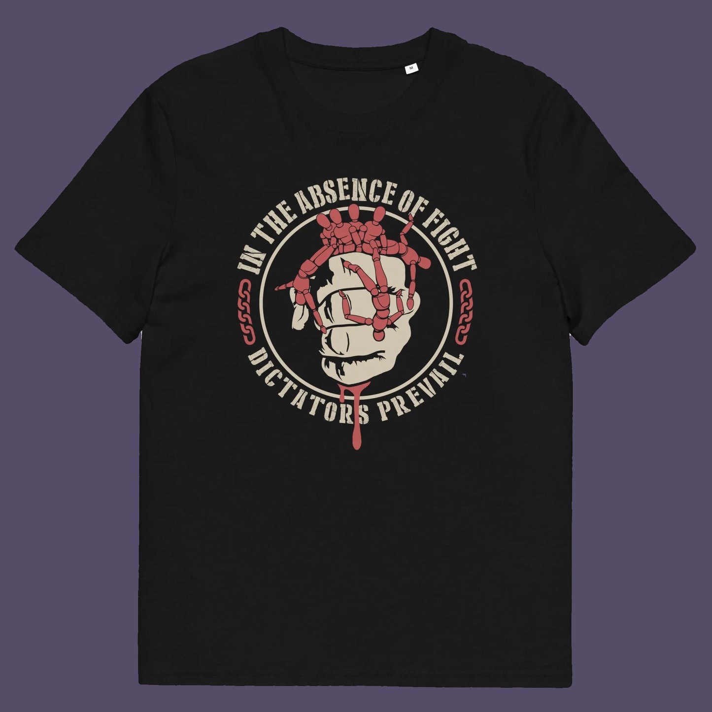 Black t shirt. This social issues t shirt plays on the saying 'In the absence of light, darkness prevails' with a political message encouraging people to put their apathy and denial aside and fight for their rights before they are taken advantage of. Made from 100% organic ring-spun cotton, this human rights t shirt is unisex, high-quality, super comfy, and best of all, eco-friendly.