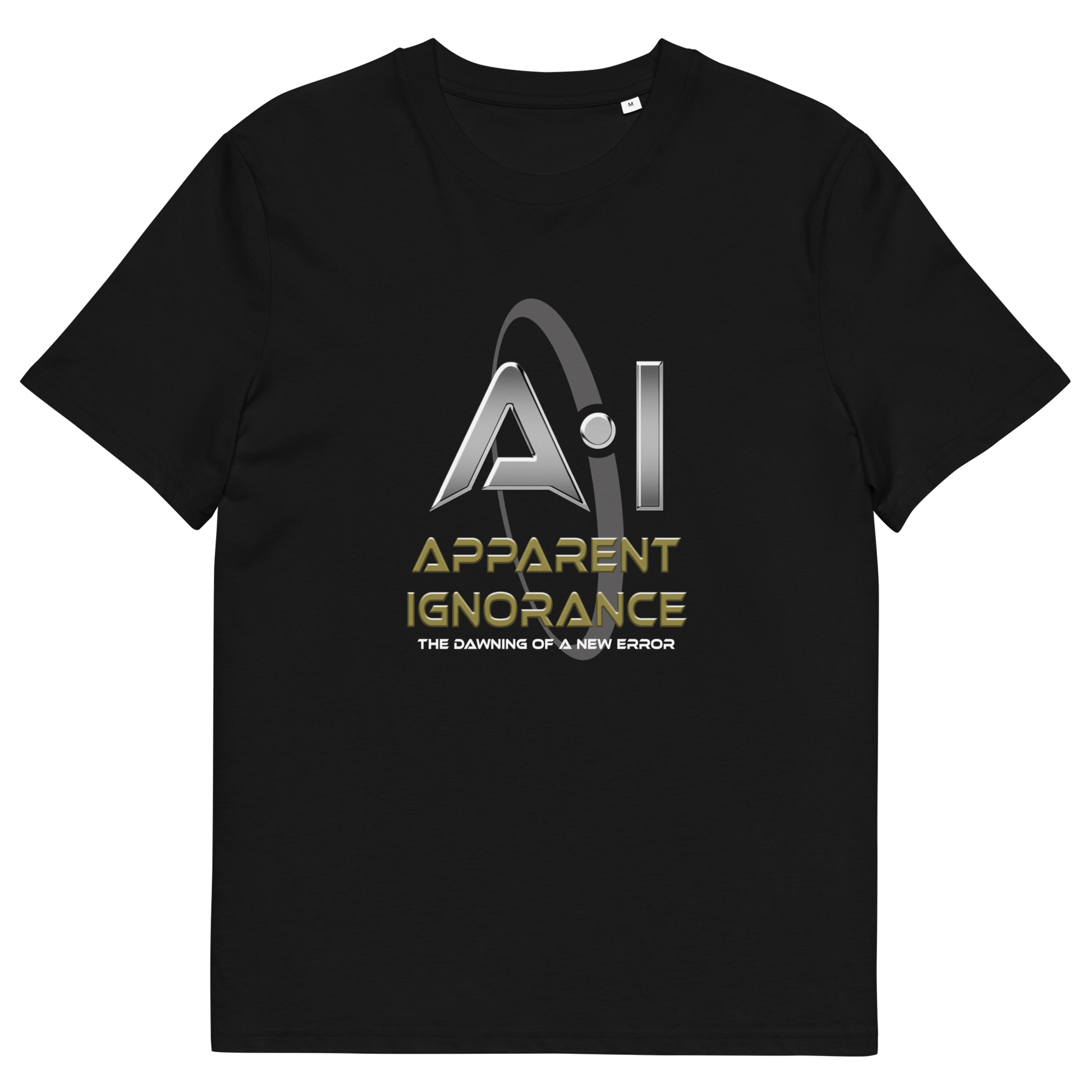 Black t shirt. This anti AI t shirt design questions the effects of A.I on our society and suggests we are ignoring it's full effects. Whether you are concerned about technology taking people's jobs or worried about AI doing our thinking for us, encourage social awareness of the effects of technology with this unique anti AI t shirt. Made from 100% organic ring-spun cotton, this counter culture t shirt is unisex, high quality, super comfy, and best of all, eco-friendly.