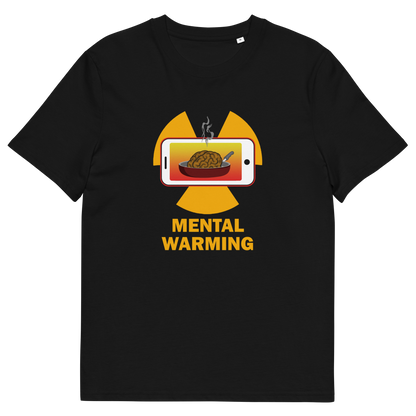 Black t shirt. A save the environment t shirt looking at the affects of microwaves on the brain. If you are worried about global warming, look at what are we doing to our minds. This anti smart phone design reminds people that environmental issues are not our only concern. Made from 100% organic ring-spun cotton, this social awareness t-shirt is unisex, high-quality, super comfy, and best of all, eco-friendly.
