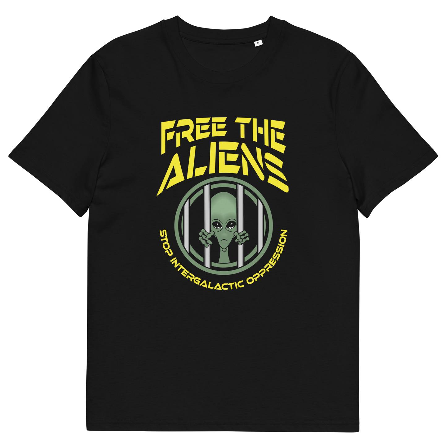 Black t shirt. This funny alien t shirt alludes to there being more than just UFO crashes that we are not being told about. With all these alien sightings they must detaining them somewhere ! Made from 100% organic ring-spun cotton, this conspiracy theory t shirt is unisex, high-quality, super comfy, and best of all, eco-friendly.