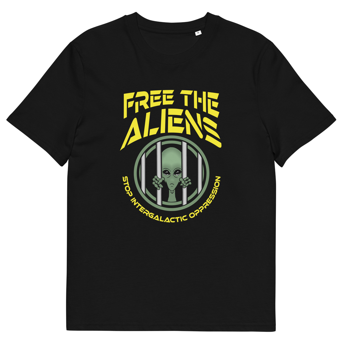 Black t shirt. This funny alien t shirt alludes to there being more than just UFO crashes that we are not being told about. With all these alien sightings they must detaining them somewhere ! Made from 100% organic ring-spun cotton, this conspiracy theory t shirt is unisex, high-quality, super comfy, and best of all, eco-friendly.