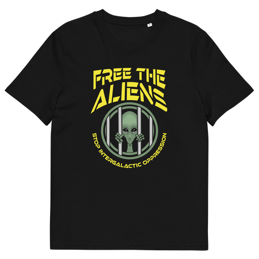 Black t shirt. This funny alien t shirt alludes to there being more than just UFO crashes that we are not being told about. With all these alien sightings they must detaining them somewhere ! Made from 100% organic ring-spun cotton, this conspiracy theory t shirt is unisex, high-quality, super comfy, and best of all, eco-friendly.