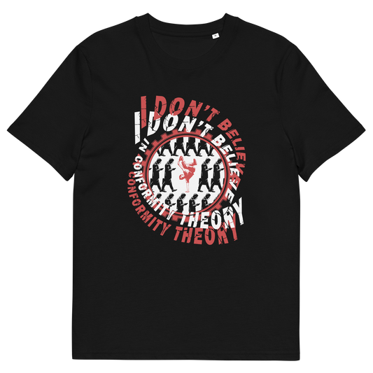 Black t shirt. A non conformist t shirt promoting independent thought. Some people do what they are told without question and wait to be given their opinion. This alternative t-shirt is for the other people. This unique design helps create social awareness of diversity. Made from 100% organic ring-spun cotton, this counter culture t shirt is unisex, high-quality, super comfy, and best of all, eco-friendly.