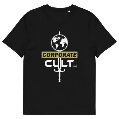 Black T-shirt with "CORPORATE CULTure" text.