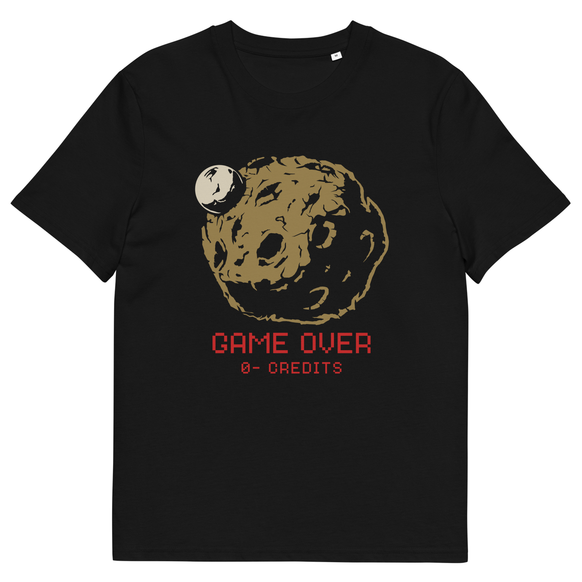 Black -shirt with a dead planet design and "GAME OVER" text.