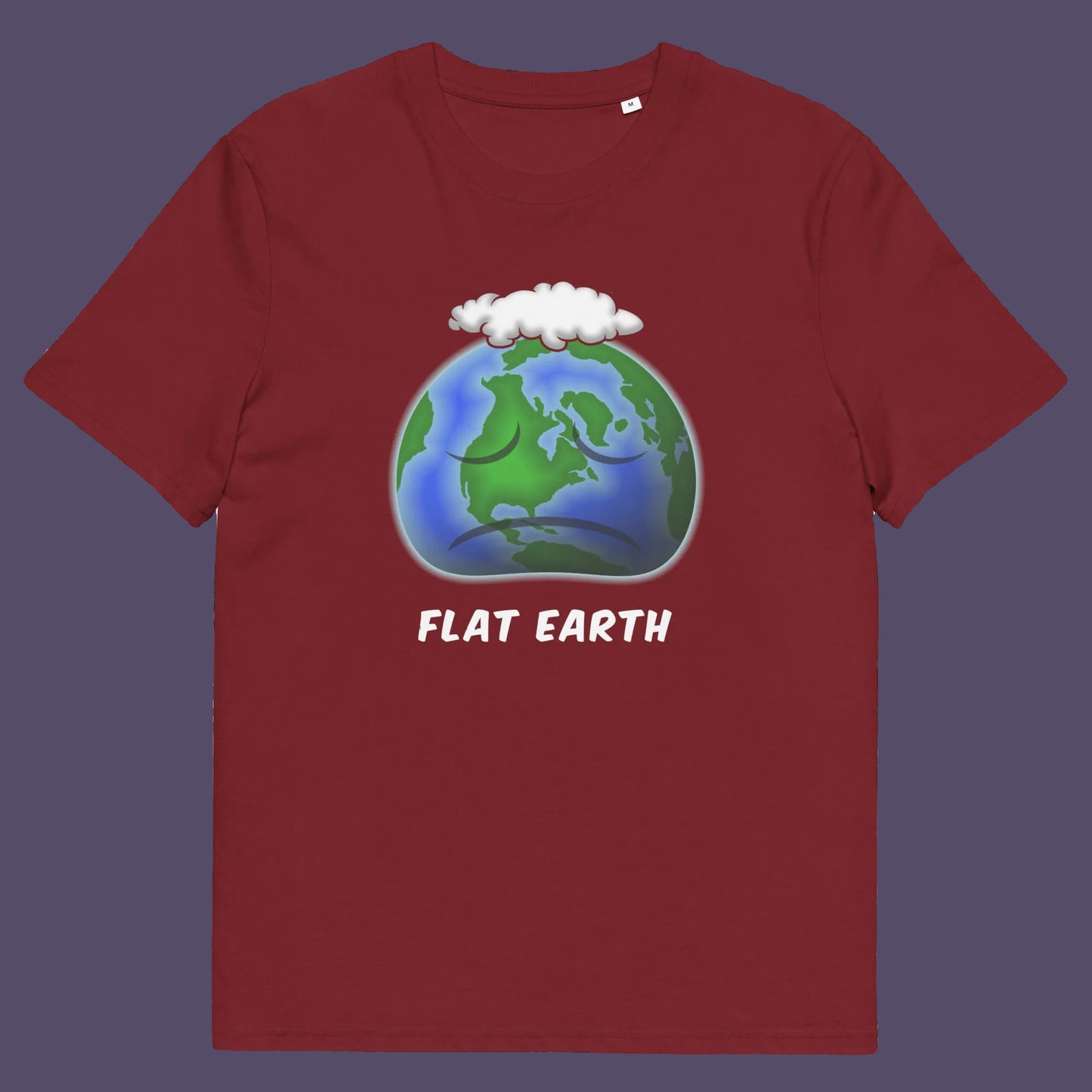 Burgundy t shirt. This funny conspiracy theorist t shirt plays on the idea of the earth being flat. Could it just be a little bored or depressed. Made from 100% organic ring-spun cotton, this funny flat earth conspiracy theory t shirt is unisex, high-quality, super comfy, and best of all, eco-friendly.