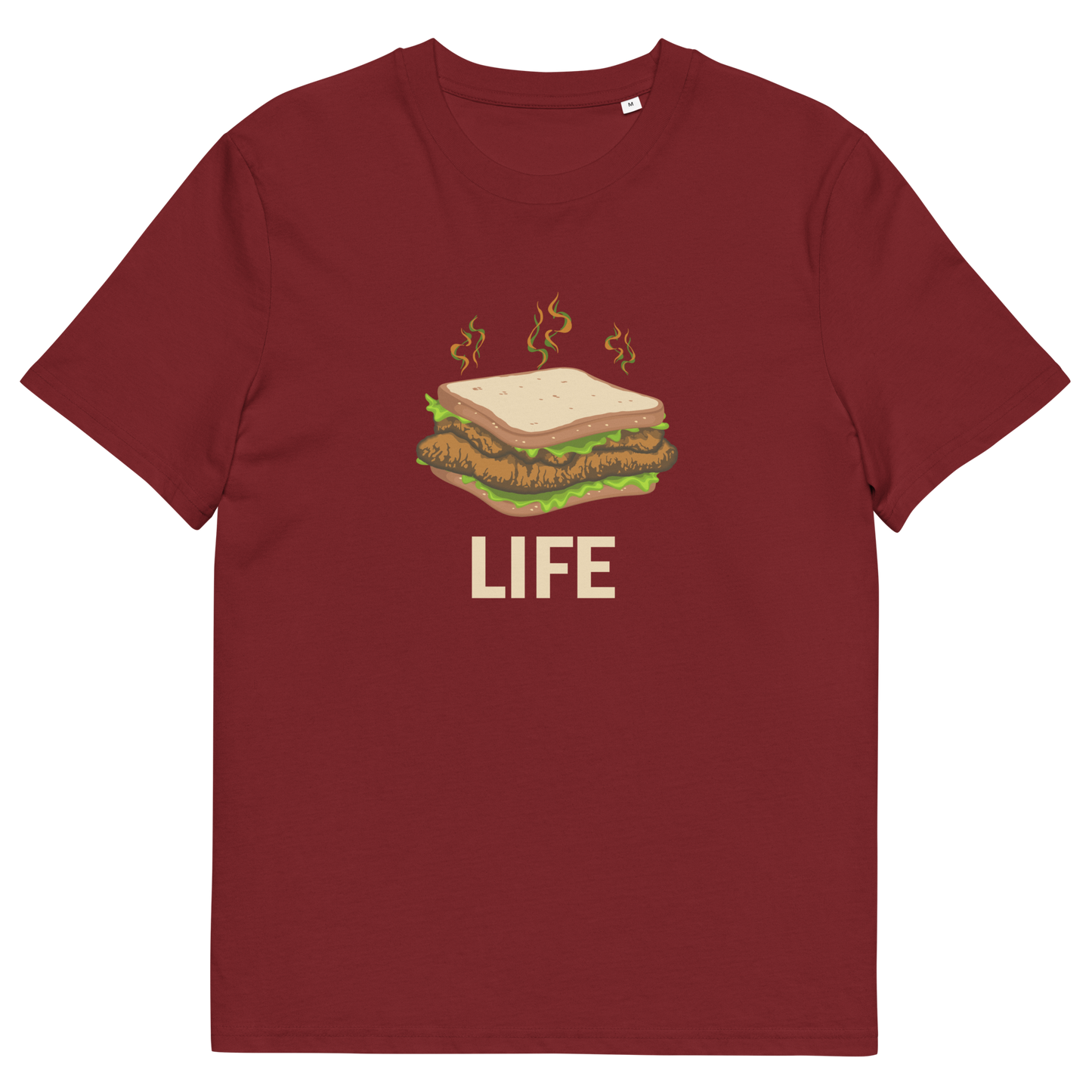 Burgundy t shirt. This broken society t shirt is for the more pessimistic of urban art lovers. A funny design for those days when you feel that life is just a dog shit sandwich. Made from 100% organic ring-spun cotton, these social issues t shirts are unisex, high quality, super comfy, and best of all, eco-friendly.