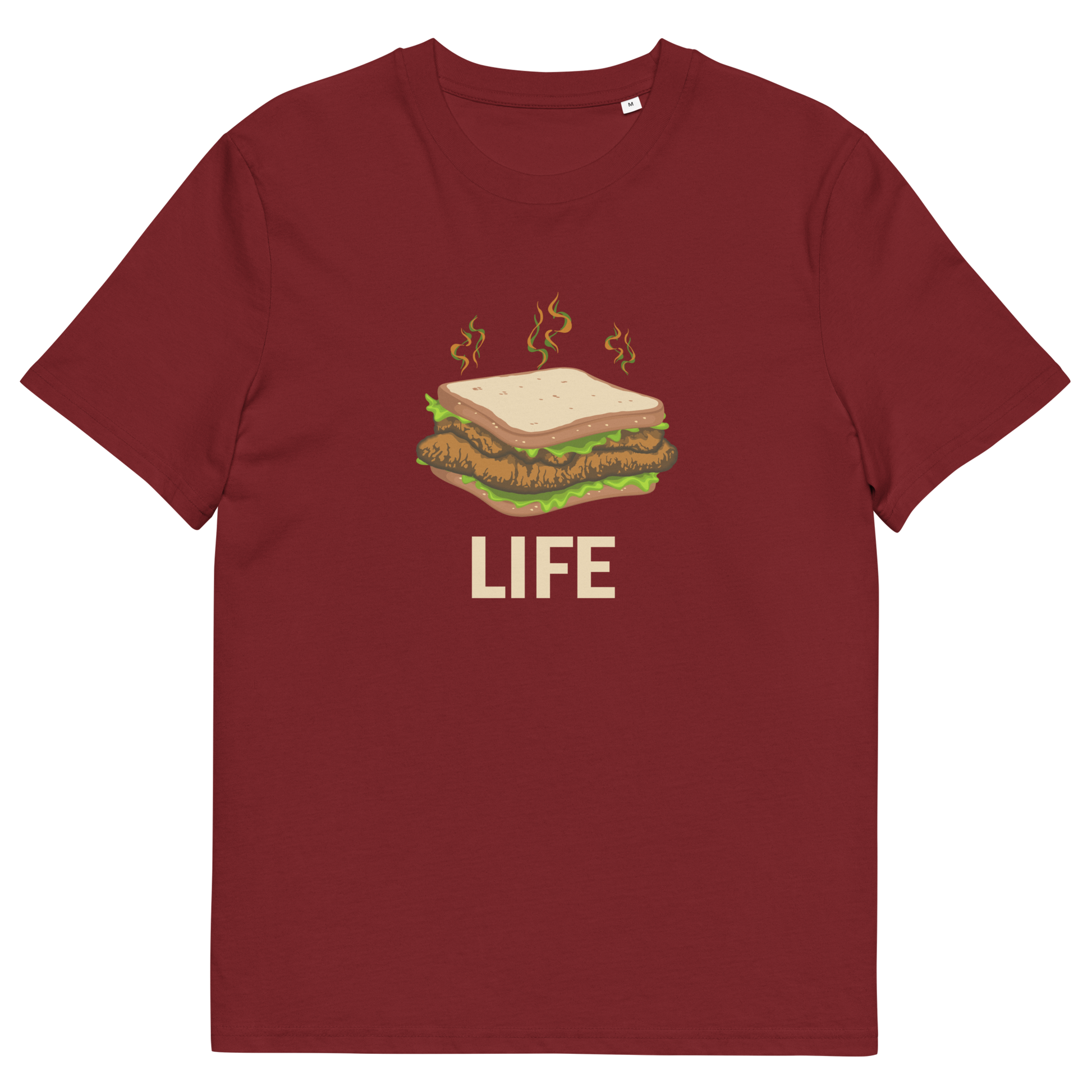 Burgundy t shirt. This broken society t shirt is for the more pessimistic of urban art lovers. A funny design for those days when you feel that life is just a dog shit sandwich. Made from 100% organic ring-spun cotton, these social issues t shirts are unisex, high quality, super comfy, and best of all, eco-friendly.