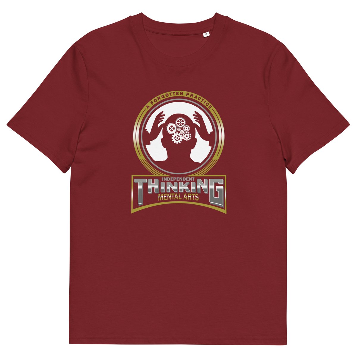 Burgundy t shirt. A sign of the times t shirt suggesting independent thinking is a forgotten art since we let machines think for us. Promote independent thinking with this some what sarcastic t-shirt. Made from 100% organic ring-spun cotton, this urban art t shirt is unisex, high-quality, super comfy, and best of all, eco-friendly.