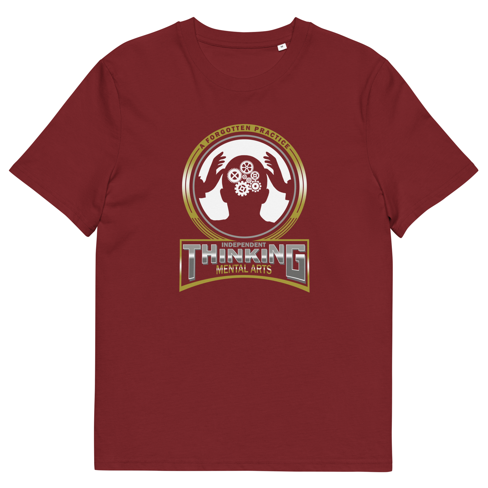 Burgundy t shirt. A sign of the times t shirt suggesting independent thinking is a forgotten art since we let machines think for us. Promote independent thinking with this some what sarcastic t-shirt. Made from 100% organic ring-spun cotton, this urban art t shirt is unisex, high-quality, super comfy, and best of all, eco-friendly.