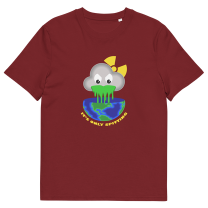 Burgundy t shirt. A sarcastic save the environment t-shirt. We can pretend we're not having a climate crisis but we'll pay for it later. This unique design is a dig at actionless optimism. Made from 100% organic ring-spun cotton, this global warming t shirt design is unisex, high-quality, super comfy, and best of all, eco-friendly.