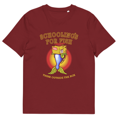 Burgundy t shirt. This alternative education non conformist t shirt design conveys a feeling that we are not quite being taught the full picture by our educational system. Great choice for any disgruntled student. Made from 100% organic ring-spun cotton, this witty counter culture t shirt is unisex, high-quality, super comfy, and best of all, eco-friendly.