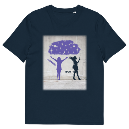 French navy t shirt. This anti mobile phone abuse t shirt light heartedly pokes fun at people who never look up from their phone. If you believe letting a machine do most of your thinking for you will dull your imagination, this satirical design is for you. Made from 100% organic ring-spun cotton, these anti mobile phone abuse t shirts are unisex, high quality, super comfy, and best of all, eco-friendly.