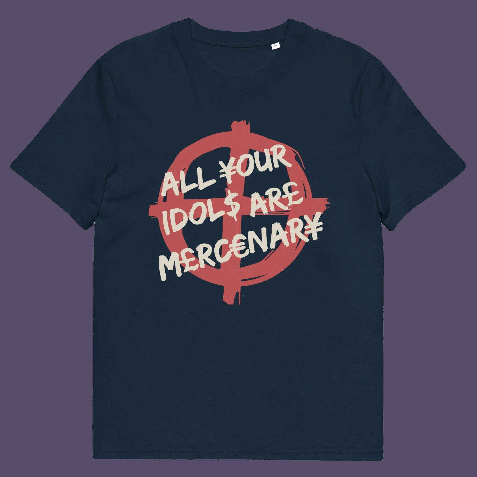 French navy t shirt. This broken society t shirt shows the dark side of capitalism. Why are we looking up to people that put money before integrity, what is it we admire, their bank accounts ? Are there any products that celebrities or sports personalities wouldn't sell ? Made from 100% organic ring-spun cotton, this anti capitalism t shirt is unisex, high-quality, super comfy, and best of all, eco-friendly.