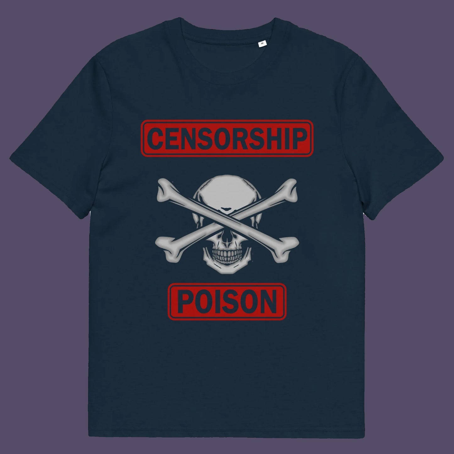 French navy t shirt. A civil rights t shirt for free thinking liberal minded advocates of transparency. This stencil art design is for freedom of speech lovers who believe no good can come of censorship. Made from 100% organic ring-spun cotton, this no censorship t shirt is unisex, high-quality, super comfy, and best of all, eco-friendly.