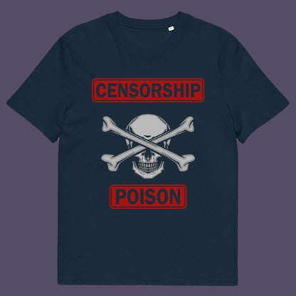 French navy t shirt. A civil rights t shirt for free thinking liberal minded advocates of transparency. This stencil art design is for freedom of speech lovers who believe no good can come of censorship. Made from 100% organic ring-spun cotton, this no censorship t shirt is unisex, high-quality, super comfy, and best of all, eco-friendly.
