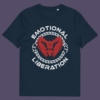 French navy t shirt. This self esteem t shirt is for sentient based beings. This design promotes the liberation of emotions in a material world. Oppose the rise of apathy and the fall of compassion by embracing your emotions and being proud of them. Made from 100% organic ring-spun cotton, this self worth t shirt is unisex, high quality, super comfy, and best of all, eco-friendly.